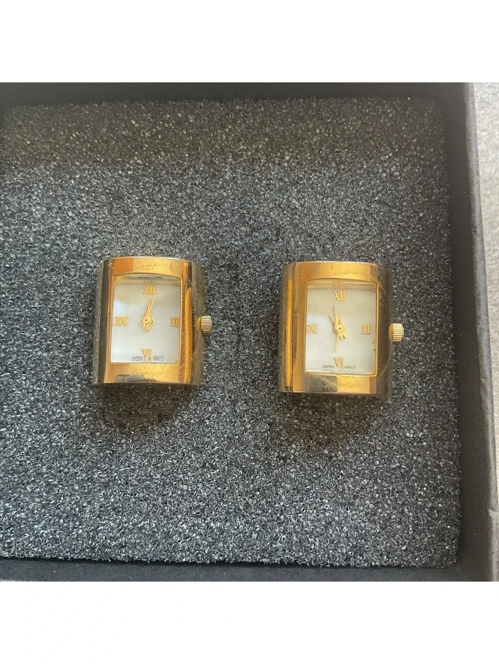 Cool Vintage Cufflink Watches 19mm X 22mm Gold Tone With MOP Dial S2